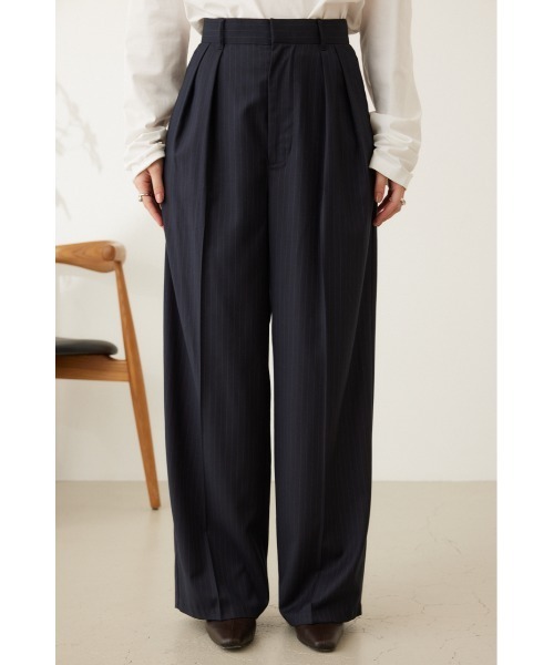 crie conforto(クリーコンフォルト)の「ピンストライプ2タックワイドパンツ(スラックス・レディース・ネイビー/グレー・SMALL/MEDIUM)」の10枚目の写真