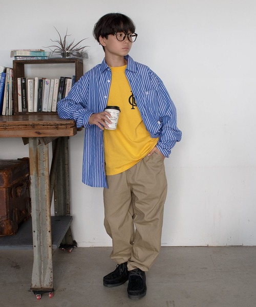 GLAZOS（グラソス）の「ストライプ・長袖シャツ（シャツ/ブラウス・キッズ・ホワイト/ブルー・170cm/140cm/160cm/150cm）」の3枚目の写真