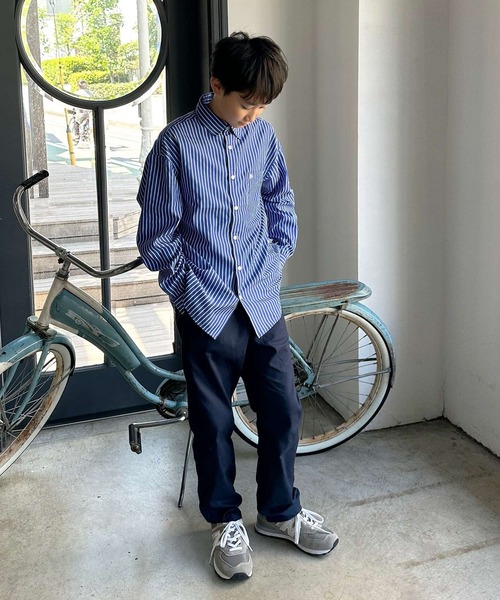 GLAZOS（グラソス）の「ストライプ・長袖シャツ（シャツ/ブラウス・キッズ・ホワイト/ブルー・170cm/140cm/160cm/150cm）」の4枚目の写真