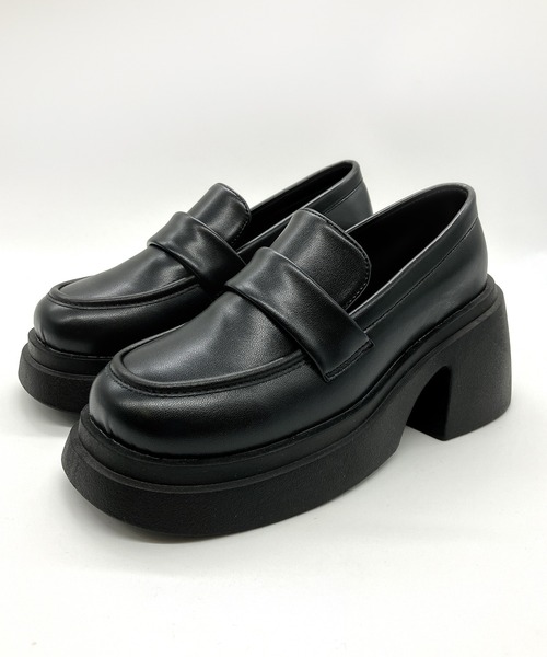 Noubel Voug Relax(ヌーベルヴォーグリラックス)の「厚底 スクエアトゥ コインローファー(ローファー・レディース・ブラック/ブラック系その他・S/L/M/LL)」の9枚目の写真