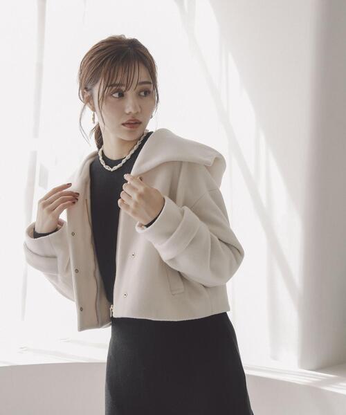 PROPORTION BODY DRESSING（プロポーションボディドレッシング）の「フード襟ショートコート / 1213255900（テーラードジャケット・レディース・ピンク/ブラック/ホワイト系その他・MEDIUM/SMALL）」の13枚目の写真