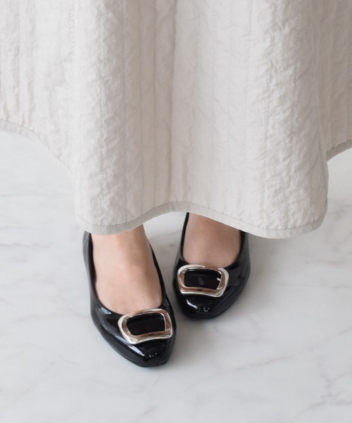Bridget Birkin(ブリジットバーキン)の「【Bridget Birkin】バックルレインフラットパンプス(534003)(レインシューズ・レディース・ベージュ/ブラック・24/23.5/24.5/23/22.5)」の5枚目の写真