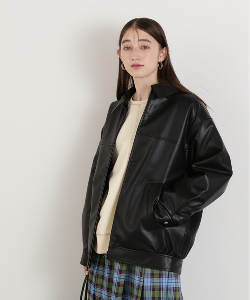 N.（N. Natural Beauty Basic）（エヌエヌナチュラルビューティーベーシック）の「【S Size Line】◆フェイクレザーブルゾン（ブルゾン・レディース・ブラック・MEDIUM/SMALL）」の2枚目の写真