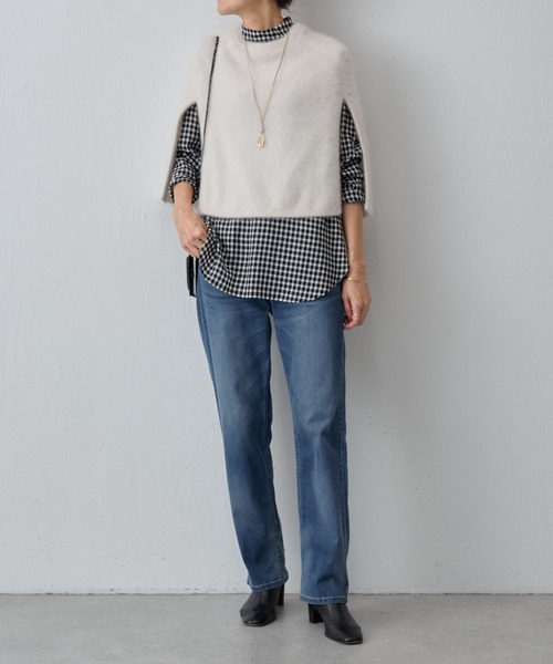 BEARDSLEY(ビアズリー)の「ファーニットポンチョ(ニット/セーター・レディース・ホワイト/ブラック・FREE)」の15枚目の写真