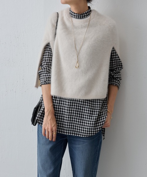 BEARDSLEY(ビアズリー)の「ファーニットポンチョ(ニット/セーター・レディース・ホワイト/ブラック・FREE)」の19枚目の写真