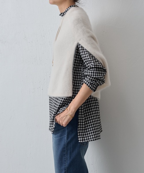 BEARDSLEY(ビアズリー)の「ファーニットポンチョ(ニット/セーター・レディース・ホワイト/ブラック・FREE)」の20枚目の写真