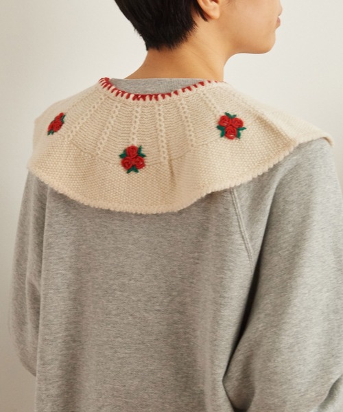 Dot＆Stripes CHILD WOMAN（ドットアンドストライプス　チャイルドウーマン）の「シェットランドHAND刺繍 つけ襟（付け襟・レディース・アイボリー/レッド/ブラック・FREE）」の6枚目の写真