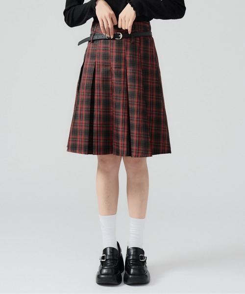 Gingham Check Skirt with Belt / ベルト付き ギンガムチェック