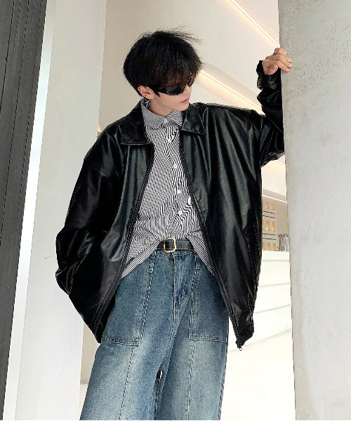 neos(ネオス)の「【neos -addictive design-】ルーズシルエット 合皮 ジップ ブルゾン(ブルゾン・メンズ・ブラウン/ブラック・X-LARGE/MEDIUM/LARGE)」の7枚目の写真