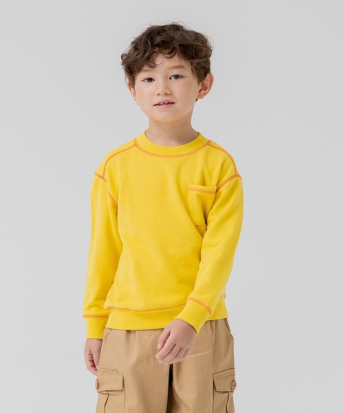 JAM & LINK(ジャムアンドリンク)の「配色ステッチ 無地裏毛トレーナー(スウェット・キッズ・オフホワイト/ブルー/チャコールグレー/グリーン/ピンク/ワインレッド/マスタード/パープル/ミント/ネイビー/ベージュ/ブラック・90cm/100cm/110cm/120cm/130cm/140cm/150cm/160cm)」の10枚目の写真