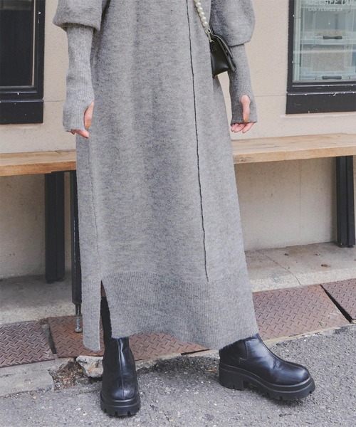 titivate(ティティベイト)の「フィンガーホールIラインニットワンピース(ワンピース・レディース・チャコール/グリーン/グレー・S/M)」の8枚目の写真