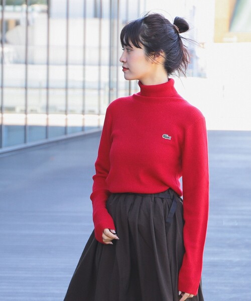 BEAMS BOY（ビームスボーイ）の「LACOSTE for BEAMS BOY  / 別注 リブ タートルニット（ニット/セーター・レディース・ブラック/レッド/グレー・36/38）」の5枚目の写真