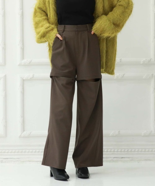 archives（アルシーヴ）の「２ｗａｙタックストレートパンツ（その他パンツ・レディース・ブラック/オリーブ/アイボリー・MEDIUM）」の3枚目の写真