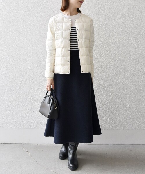 TAION（タイオン）の「TAION:〈手洗い可能〉インナー ショート ダウン ジャケット 24FW（ダウンジャケット/コート・レディース・クリーム/ライトブルー/ブラック/ホワイト・ONE SIZE）」の5枚目の写真