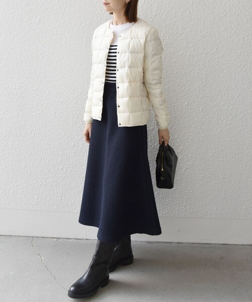 TAION（タイオン）の「TAION:〈手洗い可能〉インナー ショート ダウン ジャケット 24FW（ダウンジャケット/コート・レディース・クリーム/ライトブルー/ブラック/ホワイト・ONE SIZE）」の6枚目の写真