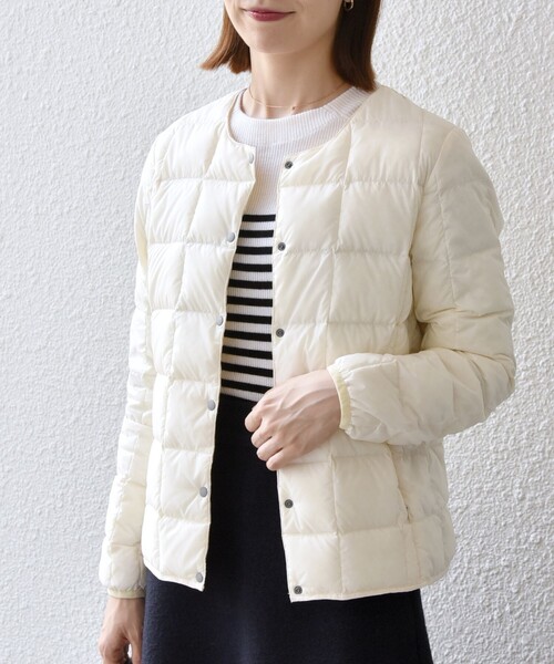 TAION（タイオン）の「TAION:〈手洗い可能〉インナー ショート ダウン ジャケット 24FW（ダウンジャケット/コート・レディース・クリーム/ライトブルー/ブラック/ホワイト・ONE SIZE）」の8枚目の写真