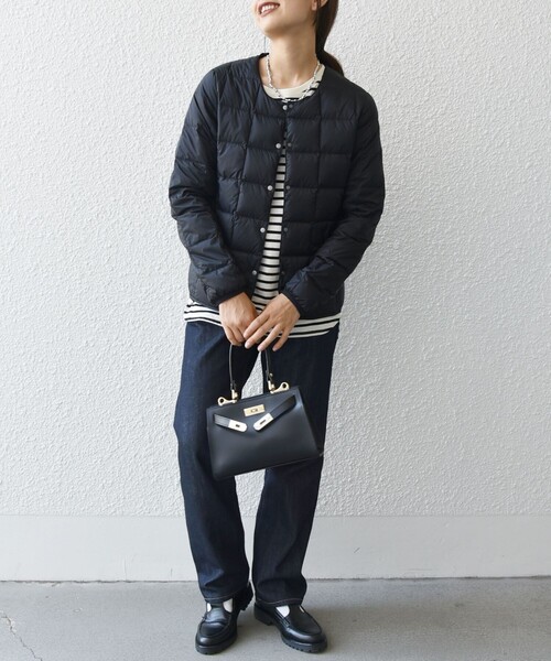 TAION（タイオン）の「TAION:〈手洗い可能〉インナー ショート ダウン ジャケット 24FW（ダウンジャケット/コート・レディース・クリーム/ライトブルー/ブラック/ホワイト・ONE SIZE）」の10枚目の写真