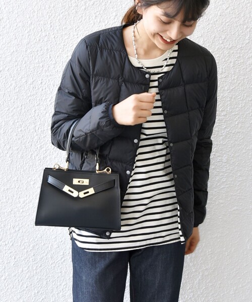 TAION（タイオン）の「TAION:〈手洗い可能〉インナー ショート ダウン ジャケット 24FW（ダウンジャケット/コート・レディース・クリーム/ライトブルー/ブラック/ホワイト・ONE SIZE）」の14枚目の写真