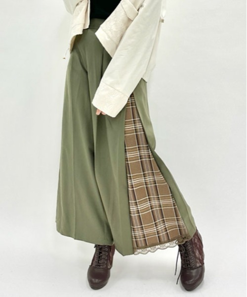 axes femme(アクシーズファム)の「サイドチェックワイドパンツ(その他パンツ・レディース・ブラック/カーキ/ワイン・FREE)」の6枚目の写真