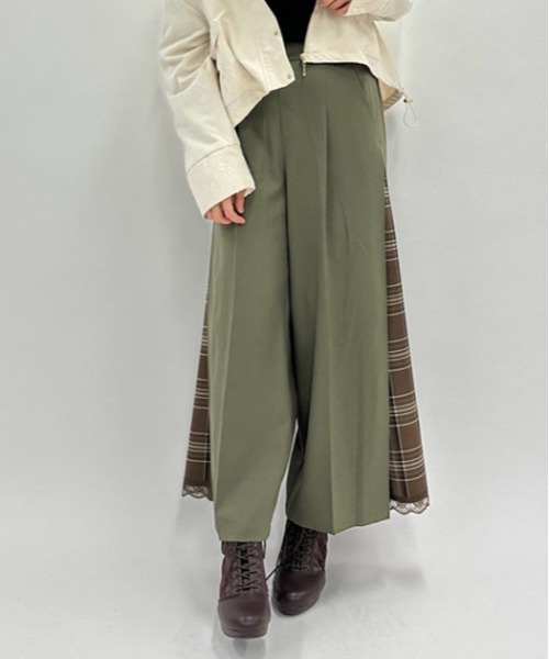 axes femme(アクシーズファム)の「サイドチェックワイドパンツ(その他パンツ・レディース・ブラック/カーキ/ワイン・FREE)」の5枚目の写真