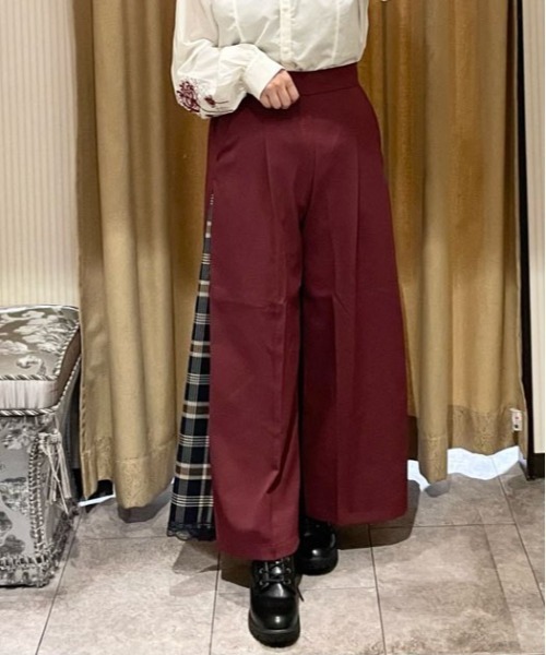 axes femme(アクシーズファム)の「サイドチェックワイドパンツ(その他パンツ・レディース・ブラック/カーキ/ワイン・FREE)」の7枚目の写真