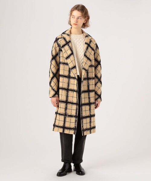 MARTIN GRANT(マーティングラント)の「MARTIN GRANT COCOON COAT グレンチェック コクーンコート(チェスターコート・レディース・ライトベージュ・36)」の2枚目の写真