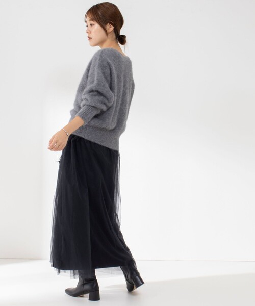 NOLLEY’S Sophi(ノーリーズソフィ)の「《手洗い可能》チュールビスチェワンピース(ワンピース・レディース・ブラック・38)」の3枚目の写真