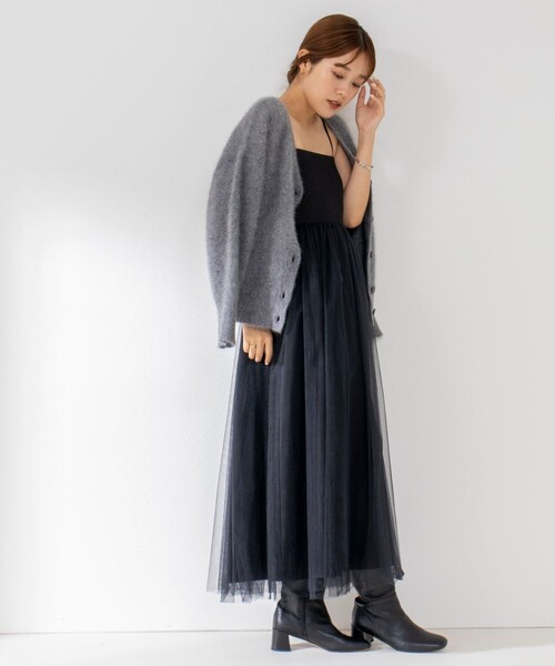 NOLLEY’S Sophi(ノーリーズソフィ)の「《手洗い可能》チュールビスチェワンピース(ワンピース・レディース・ブラック・38)」の8枚目の写真