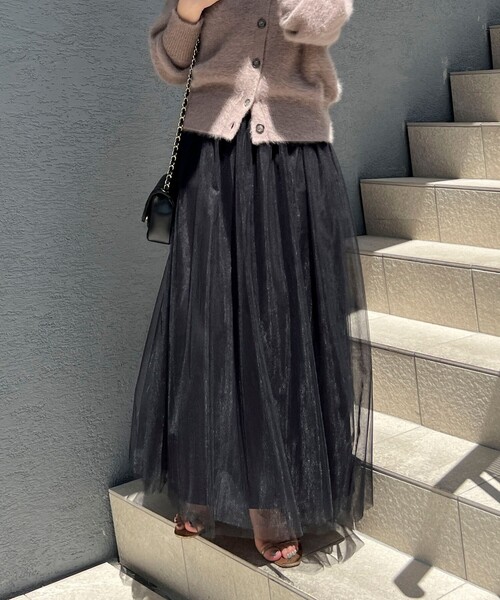 NOLLEY’S Sophi(ノーリーズソフィ)の「《手洗い可能》チュールビスチェワンピース(ワンピース・レディース・ブラック・38)」の12枚目の写真