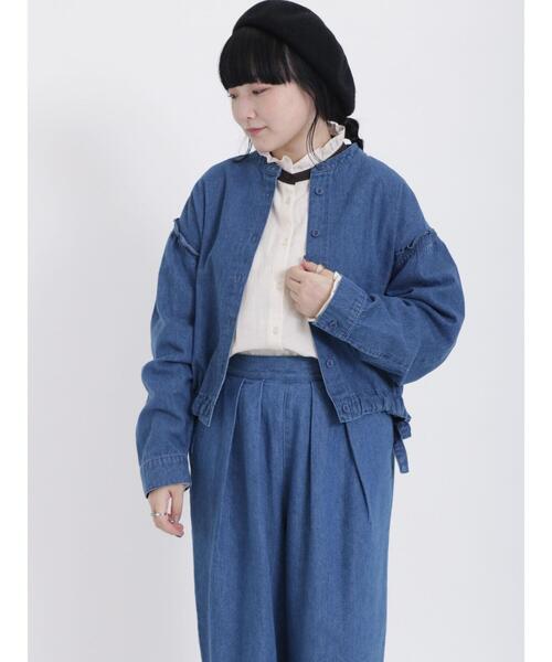 Samansa Mos2（サマンサ モスモス）の「スタンド襟フリル配色ブラウス（シャツ/ブラウス・レディース・イエロー/ベージュ/キナリ/チャコールグレー・F）」の15枚目の写真