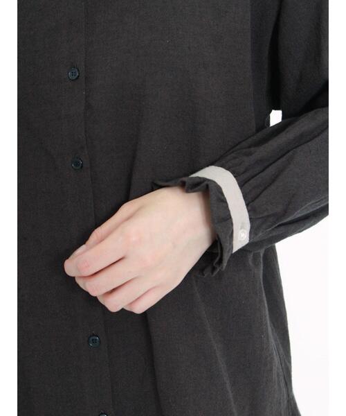 Samansa Mos2（サマンサ モスモス）の「スタンド襟フリル配色ブラウス（シャツ/ブラウス・レディース・イエロー/ベージュ/キナリ/チャコールグレー・F）」の22枚目の写真