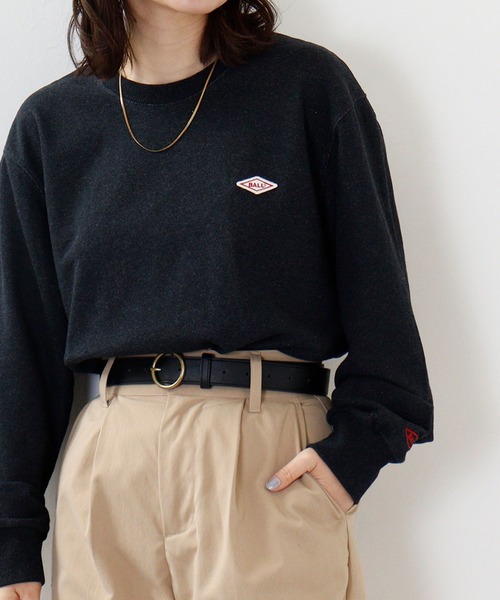 BALL（ボール）の「BALL OE裏毛ワンポイントロゴトレーナー（スウェット・メンズ・グリーン/カーキ/キャメル/ブラック/ダークグレー/ブルー/モカ/ブラウン/オフホワイト/チャコール/ネイビー/トップグレー・L/LL/M）」の6枚目の写真