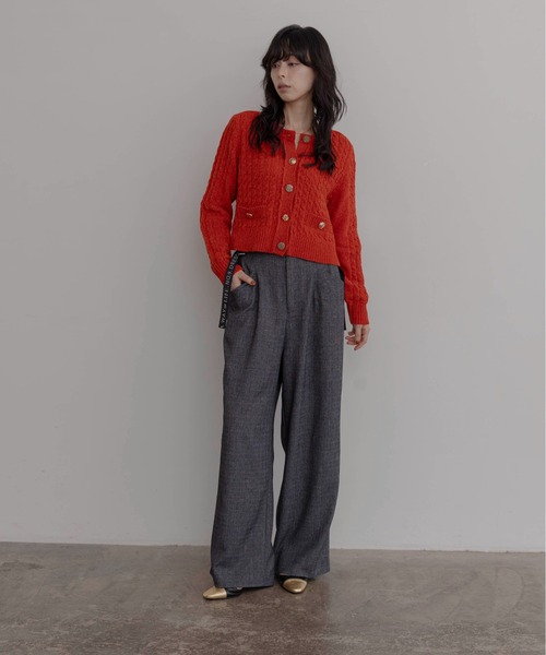 Eimee Law（エイミーロウ）の「ロゴテープベルト タックワイドパンツ（その他パンツ・レディース・ブラック/チャコールグレー/ダークベージュ/ブラウン/グレー系・38/FREE）」の7枚目の写真