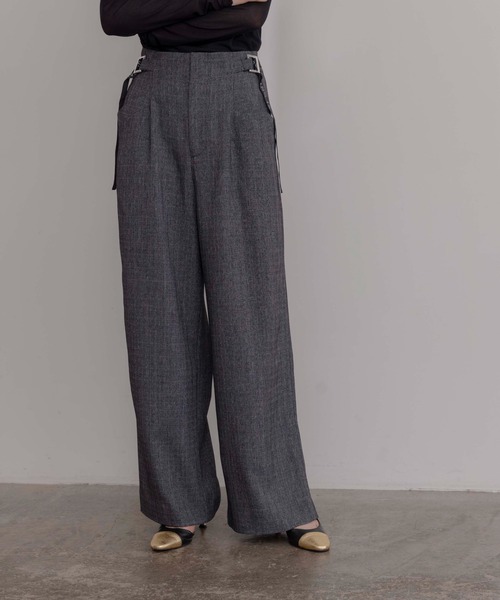 ロゴテープベルト タックワイドパンツ Eimee Law│Eimee Law & LHELBIE