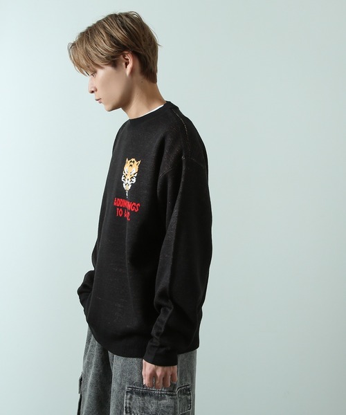 improves（インプローブス）の「グラフィック ジャガード クルーネックニット（ニット/セーター・メンズ・ブラック系/ホワイト/ブラック系1/ブラック/ホワイト系/ホワイト系1・MEDIUM/LARGE）」の20枚目の写真