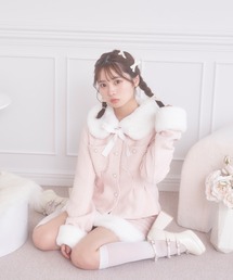 Honey Cinnamon（ハニーシナモン）の「ファー切替ツイード台形スカート 