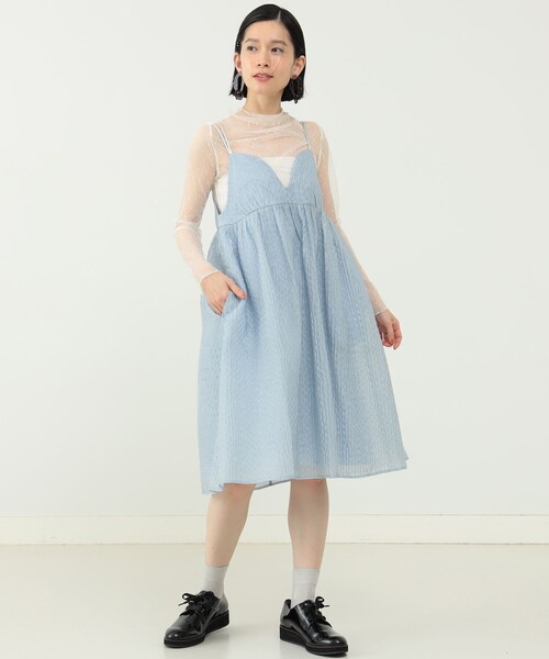 の*こ様 【新品】カロリナグレイサー　ラメキャミソール ワンピース　サックスブル CAROLINA GLASER（カロリナ グレイサー）ラメ バックリボン