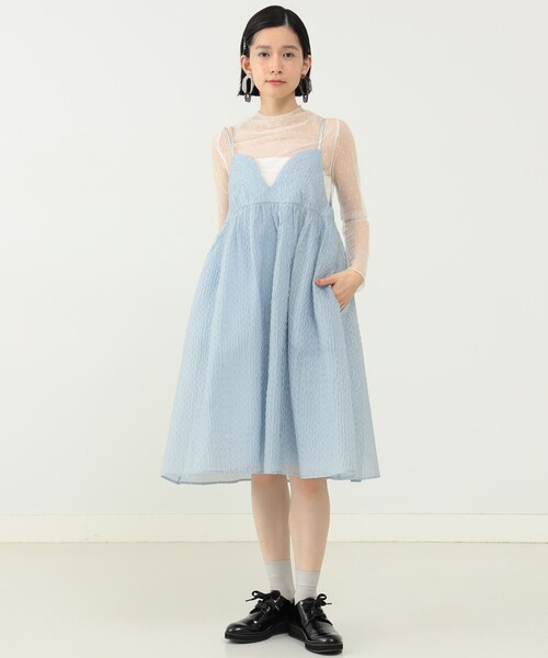 の*こ様 【新品】カロリナグレイサー　ラメキャミソール ワンピース　サックスブル CAROLINA GLASER（カロリナ グレイサー）ラメ バックリボン