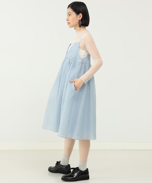 新品】カロリナグレイサー ラメキャミソール ワンピース サックス