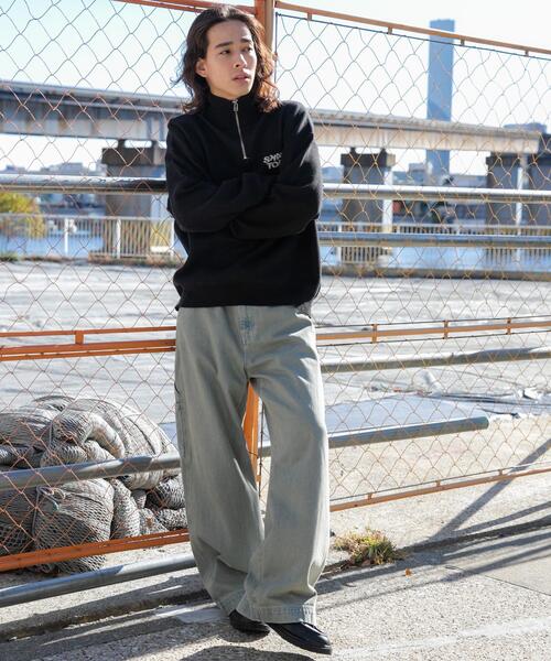 WEGO（ウィゴー）の「WEGO/ハーフジップロゴプルオーバー（ニット/セーター・メンズ・ブラック/ホワイト・LARGE/MEDIUM）」の3枚目の写真