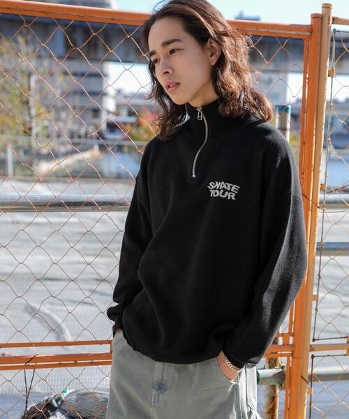 WEGO（ウィゴー）の「WEGO/ハーフジップロゴプルオーバー（ニット/セーター・メンズ・ブラック/ホワイト・LARGE/MEDIUM）」の4枚目の写真