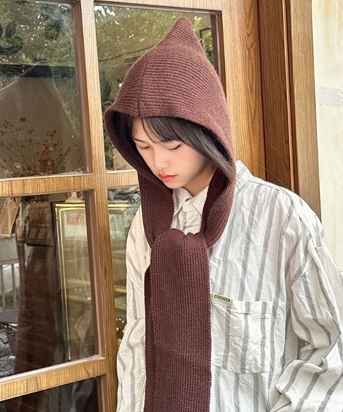 Vipoa(ヴィポア)の「カラーマフラーコンビハット(マフラー・レディース・レッド/ブラウン/ブラック/グレー/ブルー/アイボリー・FREE)」の11枚目の写真