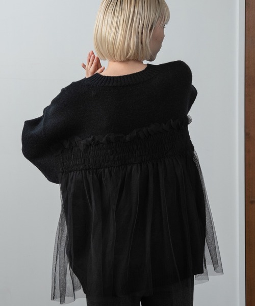 I_am（アイアム）の「tulle docking flare knit / チュールドッキングフレアニット（ニット/セーター・レディース・ブラック/グレー/アイボリー・FREE）」の17枚目の写真