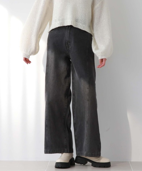 archives(アルシーヴ)の「パネル切替ワイドデニム(デニムパンツ・レディース・グレー/サックスブルー・SMALL/MEDIUM)」の2枚目の写真