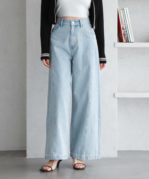 archives(アルシーヴ)の「パネル切替ワイドデニム(デニムパンツ・レディース・グレー/サックスブルー・SMALL/MEDIUM)」の6枚目の写真