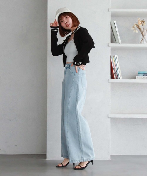 archives(アルシーヴ)の「パネル切替ワイドデニム(デニムパンツ・レディース・グレー/サックスブルー・SMALL/MEDIUM)」の10枚目の写真