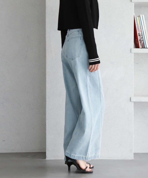 archives(アルシーヴ)の「パネル切替ワイドデニム(デニムパンツ・レディース・グレー/サックスブルー・SMALL/MEDIUM)」の5枚目の写真