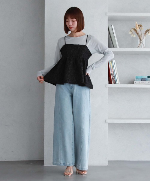 archives(アルシーヴ)の「パネル切替ワイドデニム(デニムパンツ・レディース・グレー/サックスブルー・SMALL/MEDIUM)」の12枚目の写真