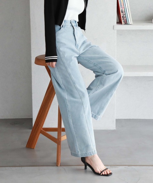 archives(アルシーヴ)の「パネル切替ワイドデニム(デニムパンツ・レディース・グレー/サックスブルー・SMALL/MEDIUM)」の7枚目の写真