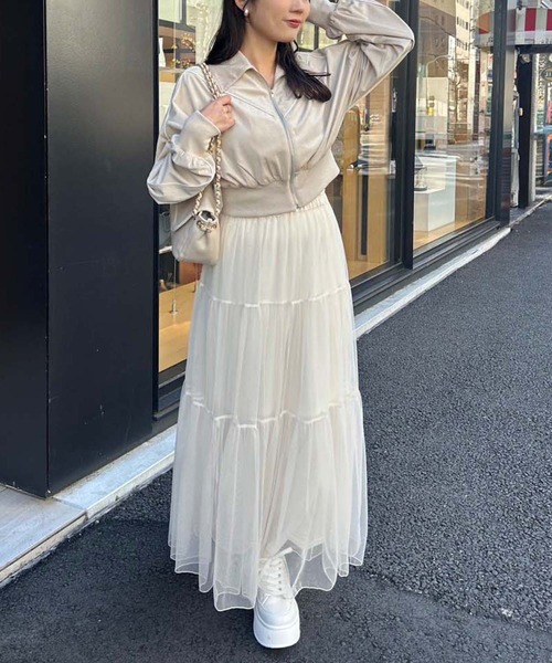 one after another NICE CLAUP（ワンアフターアナザーナイスクラップ）の「チュールティアードスカート（スカート・レディース・アイボリー/ブルーグレー/チャコールグレー・FREE）」の21枚目の写真